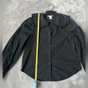 H&M Black Ruffled Large Collar Blouse